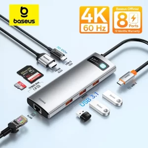 Baseus 10Gbps USB C Hub Type C to HDMI compatible USB Adapter Ethernet Port Docking Station