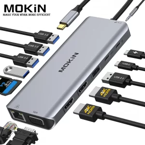 MOKiN USB C Hub Docking Station for MacBook Air Pro iPad M1 M2 Thunderbolt Laptop Features